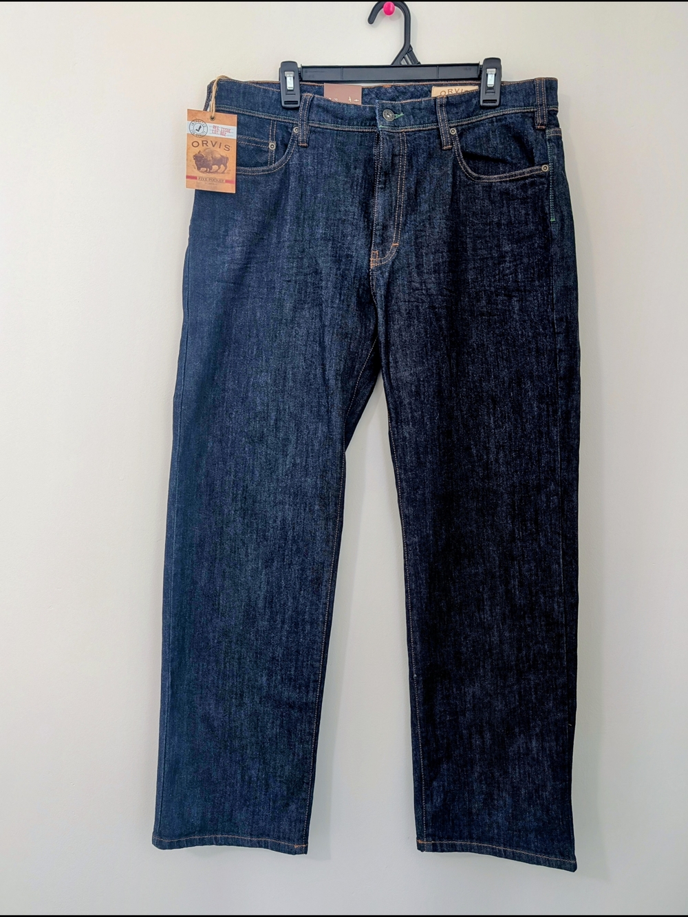 Orvis Dark Wash Stretch Jeans 36x30 Straight Leg NWT Men’s Denim